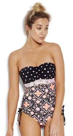Seafolly Inka Gypsy C-D Cup Fit Bandeau Maillot One Piece Swimsuit
