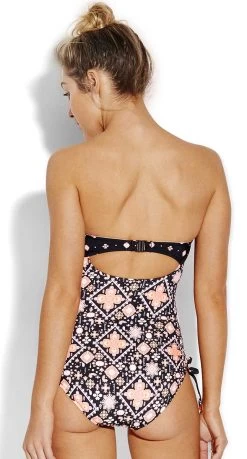 Seafolly Inka Gypsy C-D Cup Fit Bandeau Maillot One Piece Swimsuit -Swimwear Sale Store 10738cd 609 blk 2
