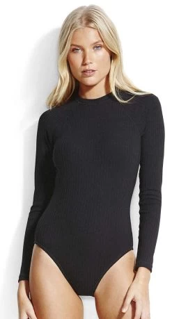 Seafolly Inka Rib Long Sleeve Surfsuit One Piece Swimsuit