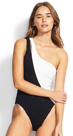 Seafolly Your Type One Shoulder Spliced Maillot