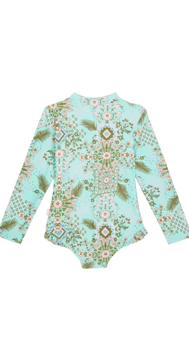 Seafolly Girls Mini Me Folk Floral Long Sleeve Surf Tank 2 Seafolly Girls Mini Me Folk Floral Long Sleeve Surf Tank - Image 2