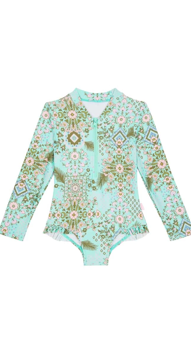 Seafolly Girls Mini Me Folk Floral Long Sleeve Surf Tank 1 Seafolly Girls Mini Me Folk Floral Long Sleeve Surf Tank