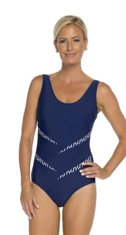 Togs Splice Navy Ripple One Piece Swimsuit