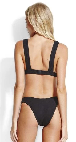 Seafolly Inka Rib High Cut Bikini Pant -Swimwear Sale Store 30991 165 40305 165 black17917 2