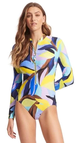 Seafolly Tropfest Zip Front Surf Suit