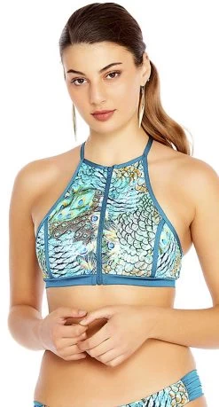 Aqua Blu Divinity Zip Front Top