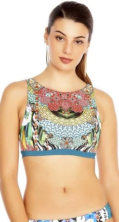 Aqua Blu Opulence High Neck Top