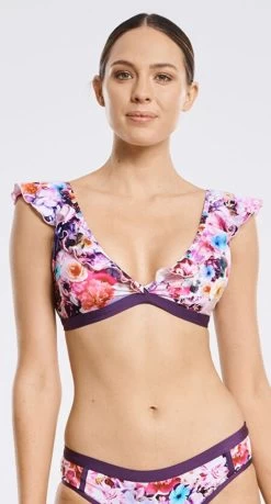 Aqua Blu Botanica Flutter Bikini Top
