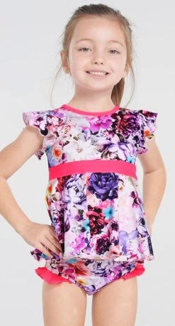Aqua Blu Kids Peony Frill Tankini Set