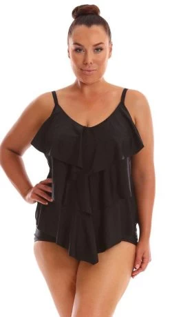 Capriosca Black 3 Tier Tankini Top -Swimwear Sale Store cp9709 2