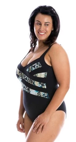 Capriosca Chlorine Resistant Criss Cross One Piece -Swimwear Sale Store cresiw33160 side