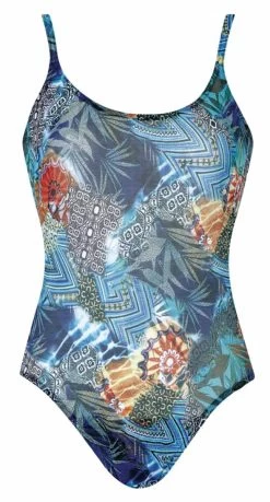 Sunflair Even Tan Blue Palm One Piece
