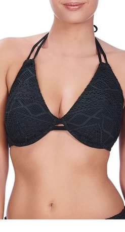 Freya E-F Cup Fitting Sundance Underwire Bandless Halter Bikini Top -Swimwear Sale Store freyasundanceblack