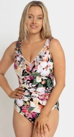 Jantzen Magnolia DDE Mesh Double Frill One Piece Swimsuit