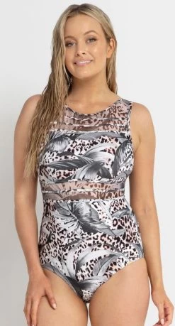 Jantzen Island Mesh High Neck Mast One Piece Swimsuit