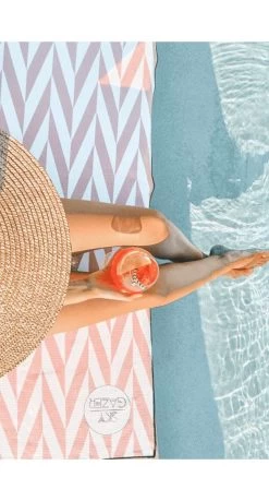 Sky Gazer Luxury Beach Towel In Pouch - Noosa Coral -Swimwear Sale Store noosa p3 1