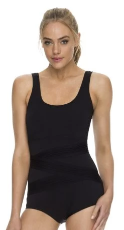 Poolproof Mastectomy Pintuck 1Pc - Black