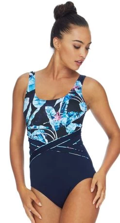 Poolproof Tropican Waist Piped Chlorine Resistant One Piece Swimsuit