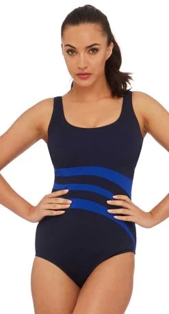 Poolproof Le Vogue DD-E Cup Fitting Wave One Piece Swimsuit - Chlorine Resist