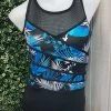 Poolproof Palm Orchid Print High Neck Mastectomy Suitable One Piece Swimsuit - Chlorine Resist