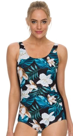 Poolproof Tropic Champagne Pintuck Mastectomy Suitable One Piece Swimsuit - Chlorine Resist 1Pc - Jade