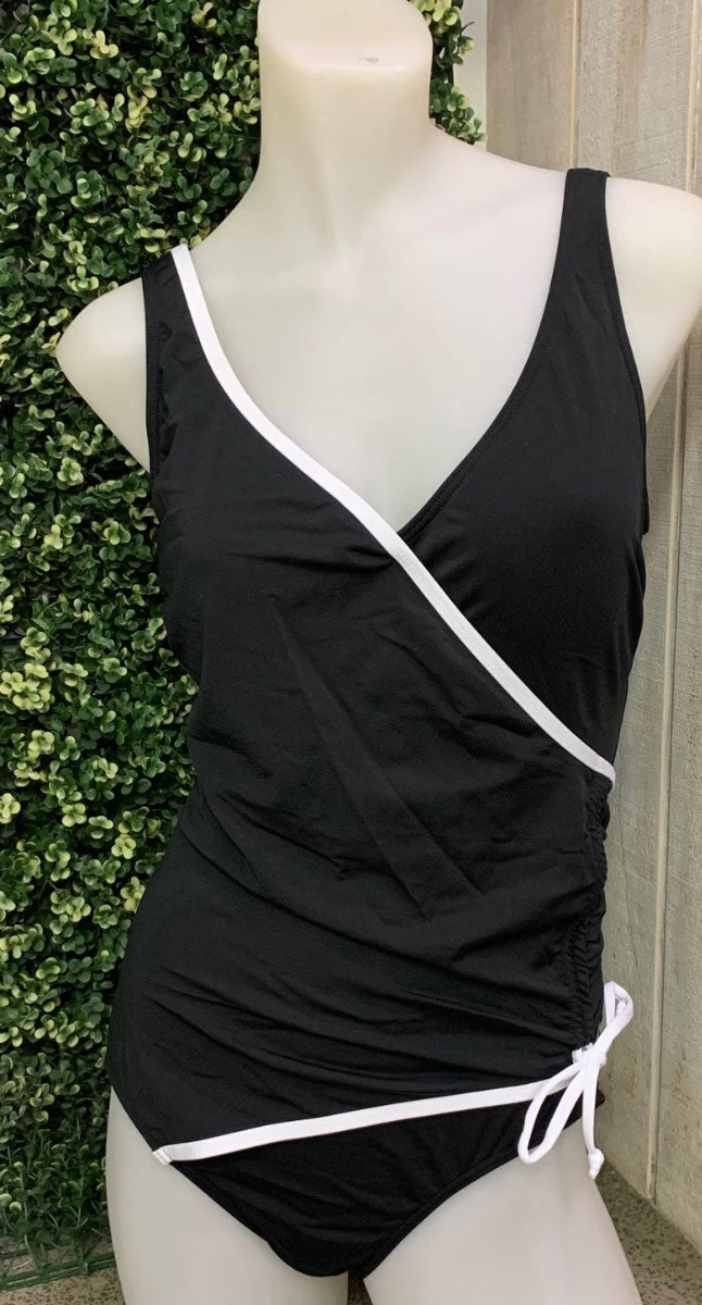 Poolproof Chlorine Resistant Cross Over One Piece Swimsuit - Black 2 Poolproof Chlorine Resistant Cross Over One Piece Swimsuit - Black - Image 2