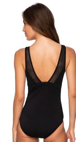 Poolproof Taped High Neck 1Pc - Black -Swimwear Sale Store po60874mas studio back