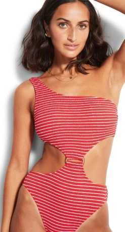 Seafolly Seaside Stripe One Shoulder Maillot -Swimwear Sale Store seaside1pc2