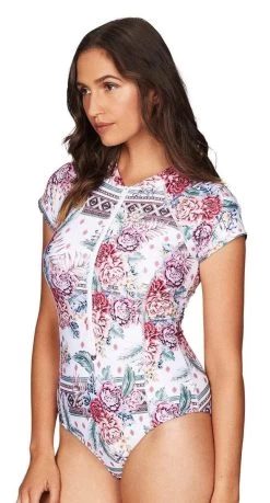 Sea Level Aztec Rose Short Sleeve Multifit One Piece Swimsuit -Swimwear Sale Store sl1128ar side