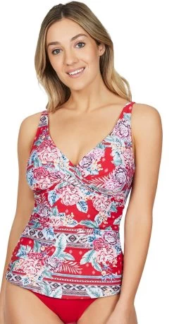 Sea Level Aztec Rose Cross Front Multifit Singlet Top -Swimwear Sale Store sl3206ar front