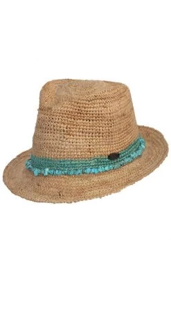 Before Dark Castaway Raffia Trilby In Turquoise